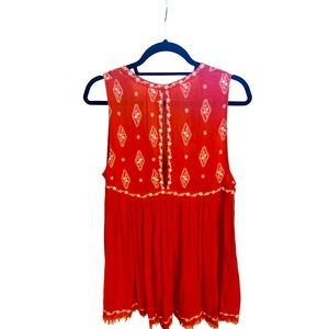 Orange 🧡 Free people boho embroidered tank